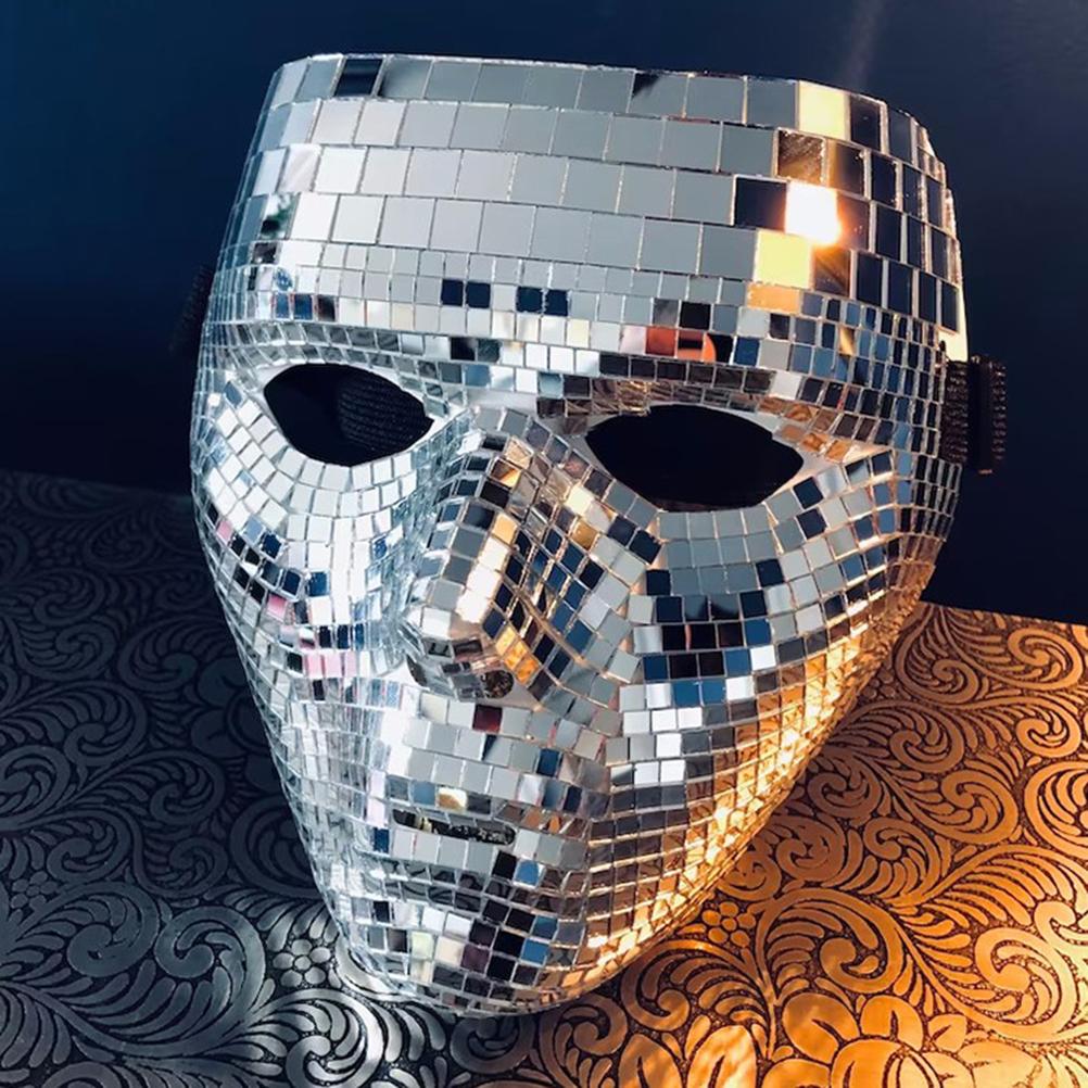 Disco Ball Glitter Face Cover Festival Masquerade Face Covering for DJ Stage Bar Party Holiday Decoration