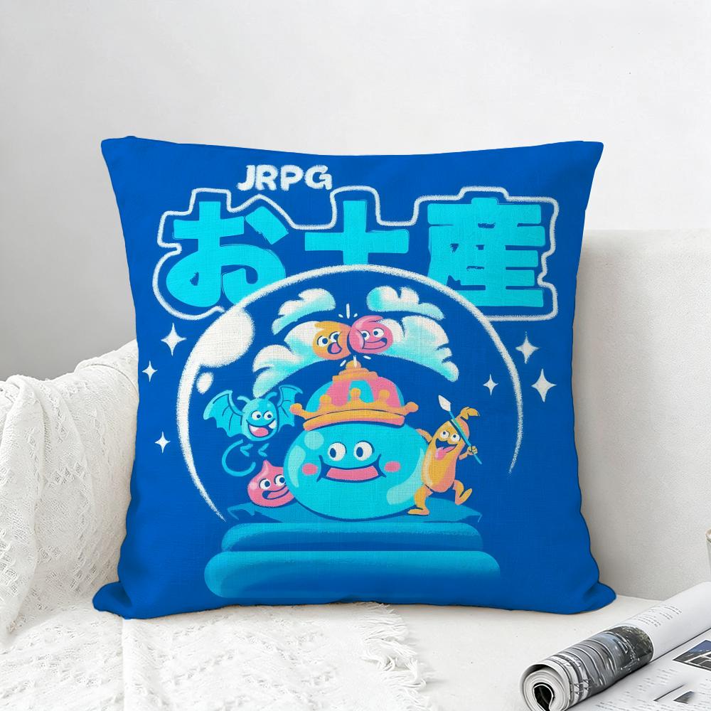 Game Dragon Quest Slime Cushion Cover Natural Linen Pillowcase Set AllinOne Decor for Sofa Bedroom  Chair