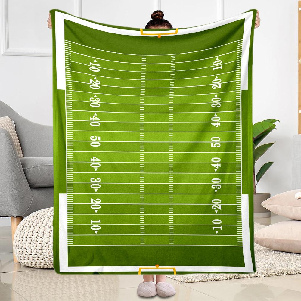 1pc Football Field Layout blanket Soft and Warm for Sofa Office Camping Travel Livingroom Great Gift for Friends and Family Comfortable