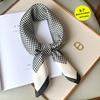 Luxury Brand Silk Square Plaid Scarf Women Satin Neck Hair Tie Band Soft Work Neckerchife  NEW Hijab Head Female Foulard