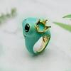 Унисекс кольцо в форме лягушки милые ювелирные изделия мультфильм корона кольцо на палец для вечеринки
