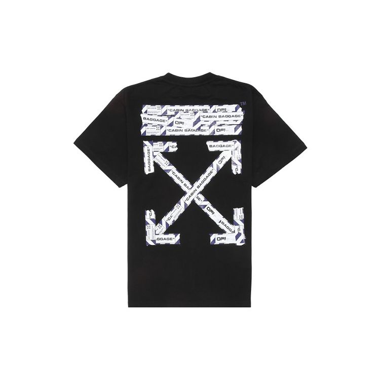 Off-White Футболка Airport Tape Oversize, черная/многоцветная, мужские топы OMAA038S201850031088