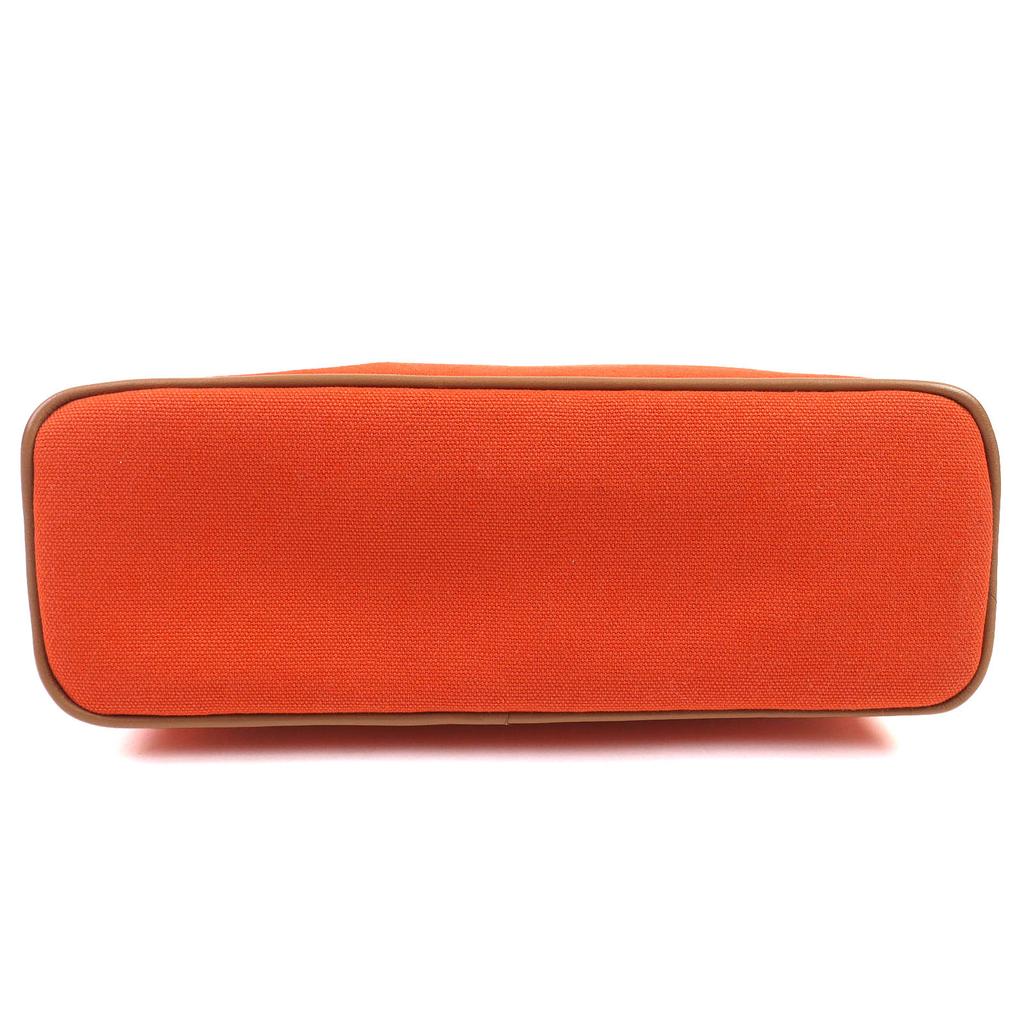 Pristine HERMES Bored pouch MM H logo embroidered leather canvas cosmetic pouch Orange Used