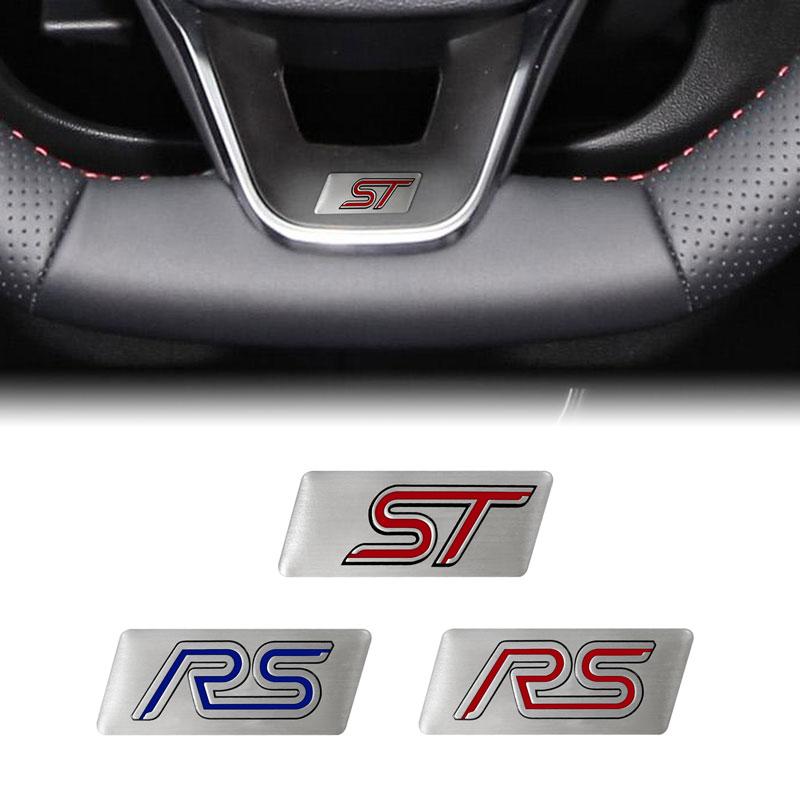 nlbn7 Car Styling RS/ST Logo Small Metal Sticker Emblem Car Steering Wheel Protection Badge Decal For Ford Focus MK3 Mk4 Fiesta Mondeo