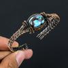 Turquoise Gemstone Handmade Copper Wire Wrap Jewelry Adjustable Cuff For Women