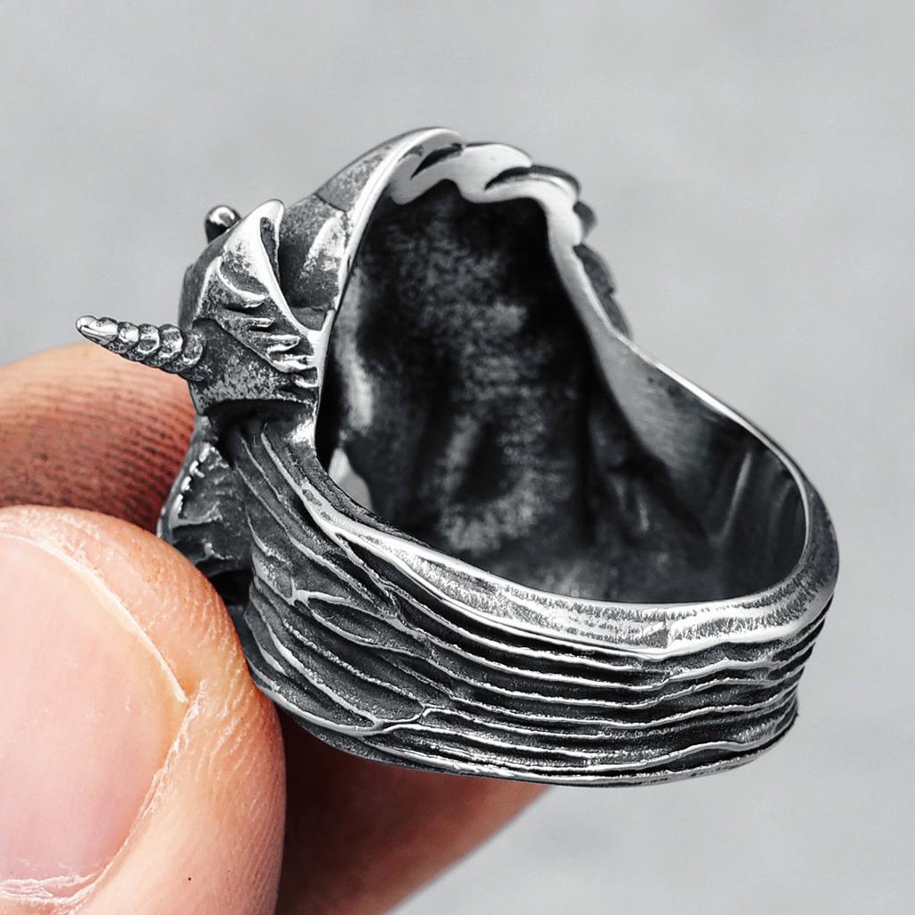 Ретро единорог мужские кольца из нержавеющей стали 316L счастливый амулет кольцо рок рэп вечеринка для байкера мужского пола ювелирные изделия креативный лучший подарок