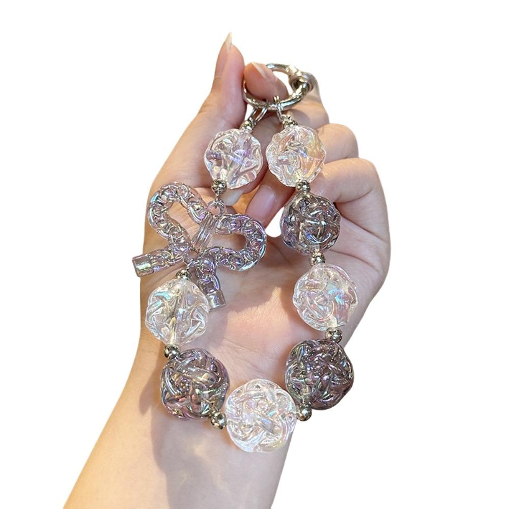 Подвеска-брелок для сумки из бисера, цепочка для телефона, подвеска из неправильных прозрачных бусин, милый брелок-конфета, украшение для ключей