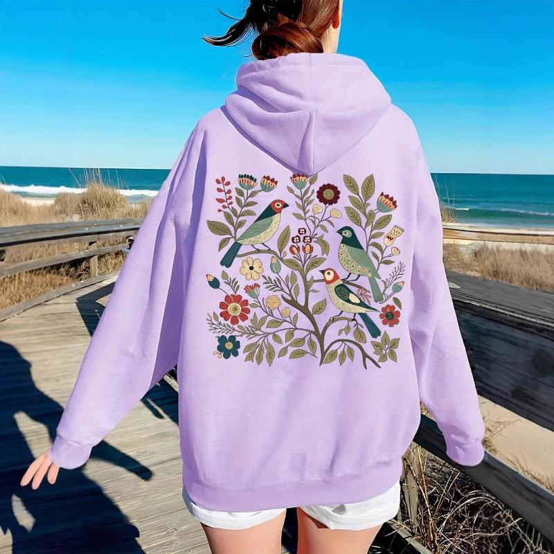 Womens Oversized Hoodie With Floral Print Loose Fit Streetwear Sweatshirt 2025
