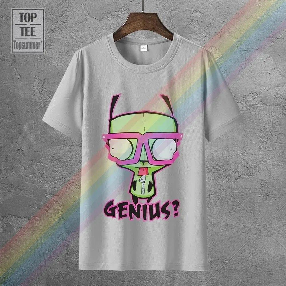 Женская футболка унисекс из 100% хлопка Invader Zim Girl Genius, топы с принтом аниме, футболка большого размера, летняя готическая одежда с графическим рисунком унисекс