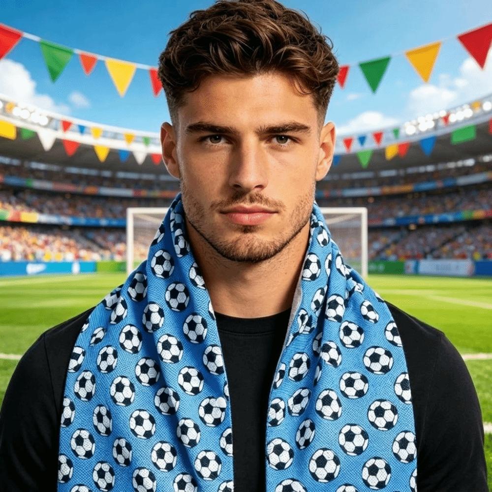 Quick-Dry Hooded Headscarf Football Pattern UV Protection Towel Gym Cooling Sports Scarf Beach