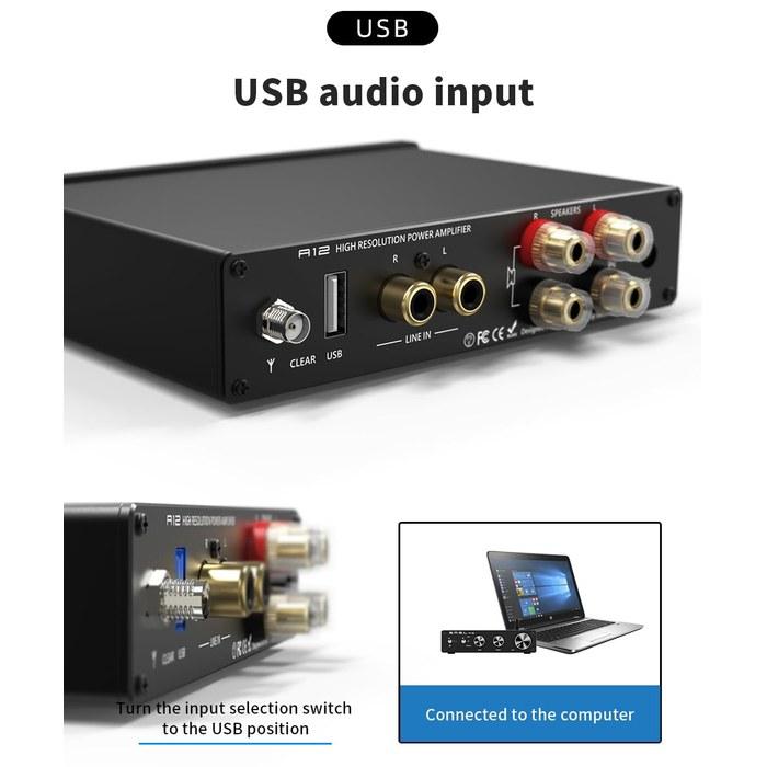 Аудиоусилитель S.M.S.L A12, HiFi, 2-канальный, с регулировкой басов и высоких частот, Bluetooth 5.0, стерео, усилитель мощности класса D, чип Infineon-MA12070, для