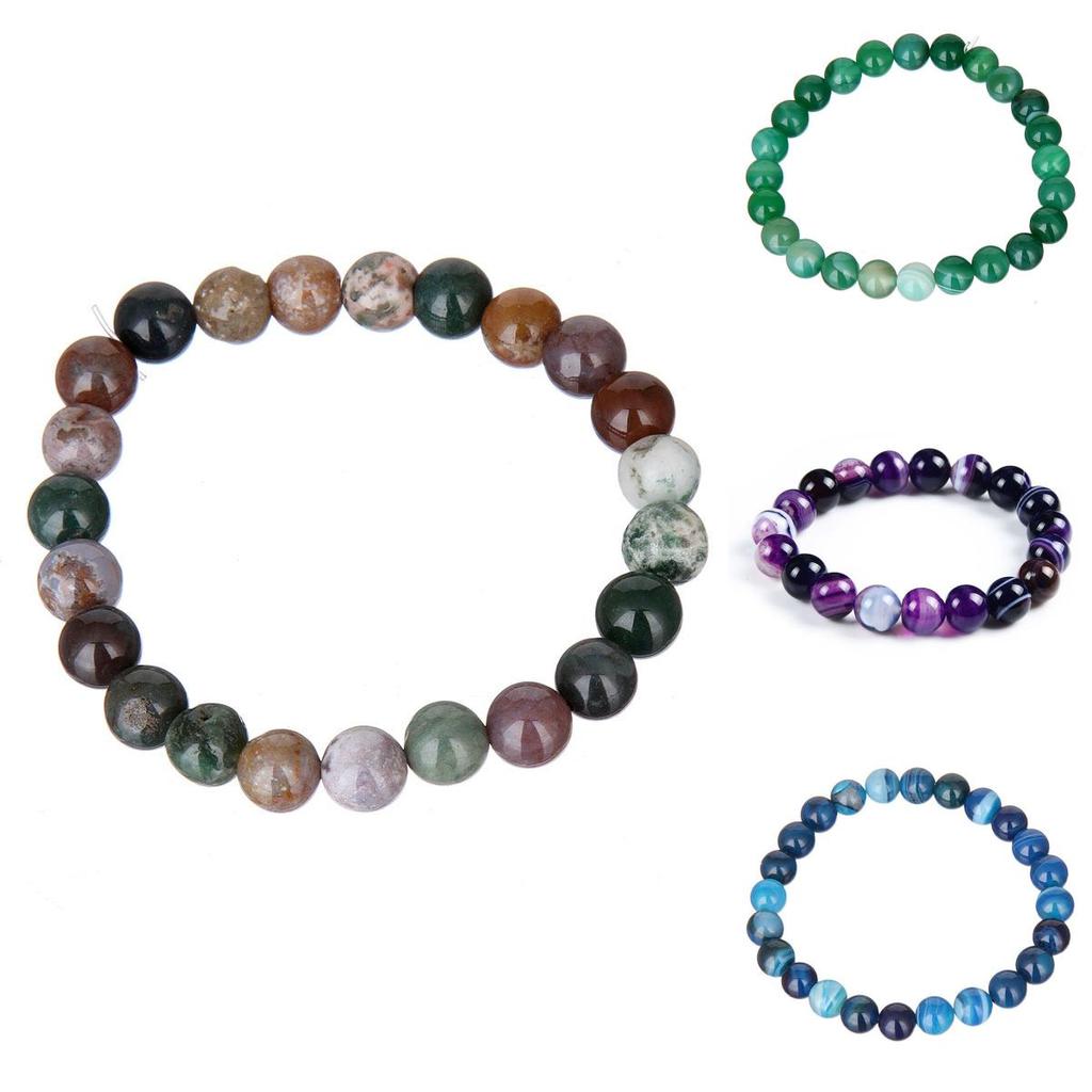 Браслеты из эластичной нити с круглыми бусинами из натуральных драгоценных камней премиум-качества 6 мм, ассорти камней