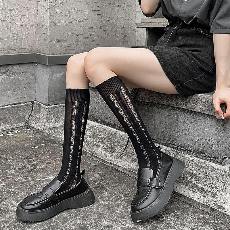 Japanese Pure Desire White Lace Calf Socks Women's Middle Tube Love Summer Thin Simple Thin Legs Ins Tide Outer Wear