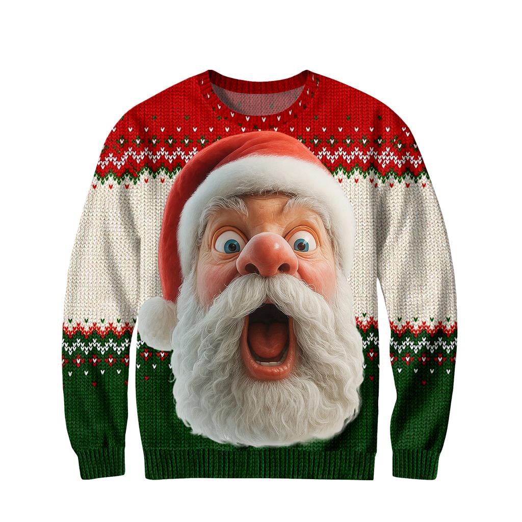 Мужской рождественский свитер с принтованным воротником