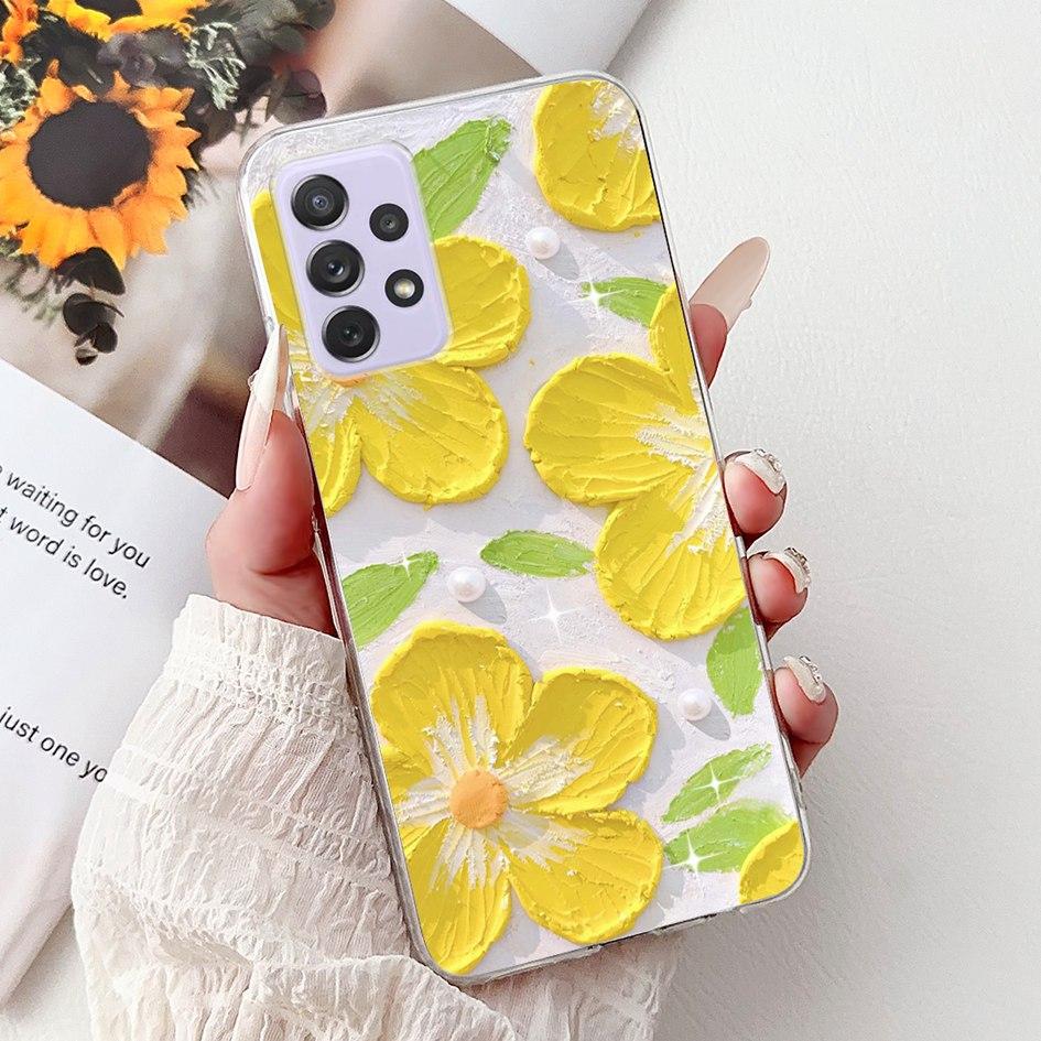For Samsung Galaxy A52 A52s 5G Case SM-A526B SM-A528B Phone Cover Fashion Flower Soft Silicone Funda For Samsung A72 A 52 Bumper