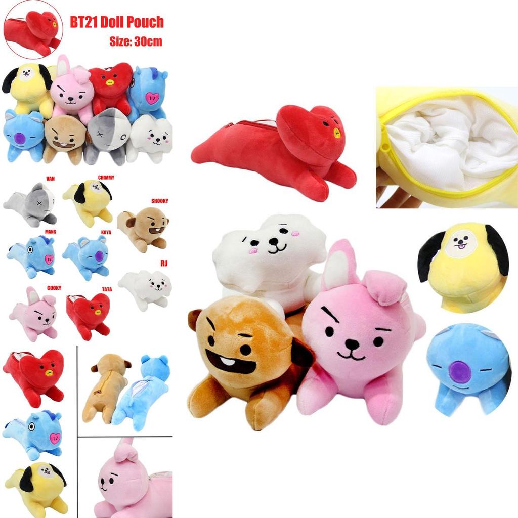 Сумка Bt21 Мягкая кукла Косметичка Игрушка с популярными Bangtan Boys Bts Плюшевый пенал для поклонников Kpop