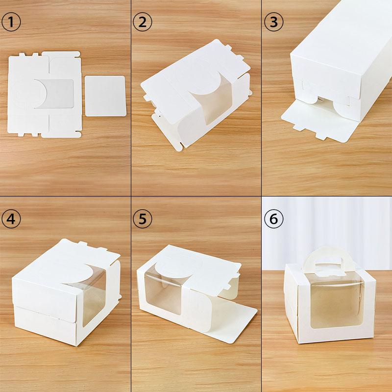 5/10Pcs Portable Cake Box with Clear Window Paper Gift Packaging Box Wedding Birthday Party Muffin Cake Container Baby Shower