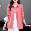 Elegant French Spring Blouse for Mid Age Women Plus Size Lapel Casual Shirt Fashionable Top