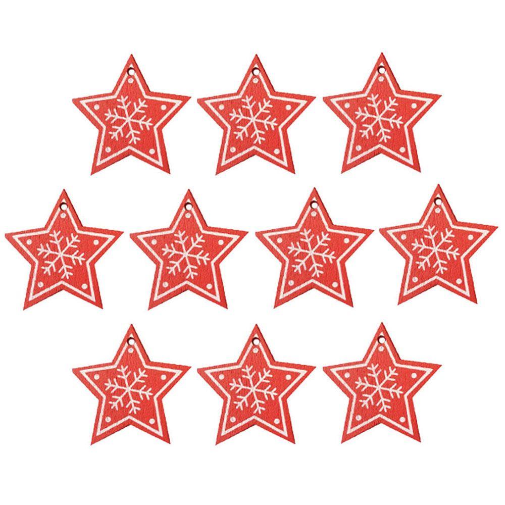 10pcs/set Festival Embellishment Decor Star Christmas Tree Ornament Party Supplies Wooden Tag