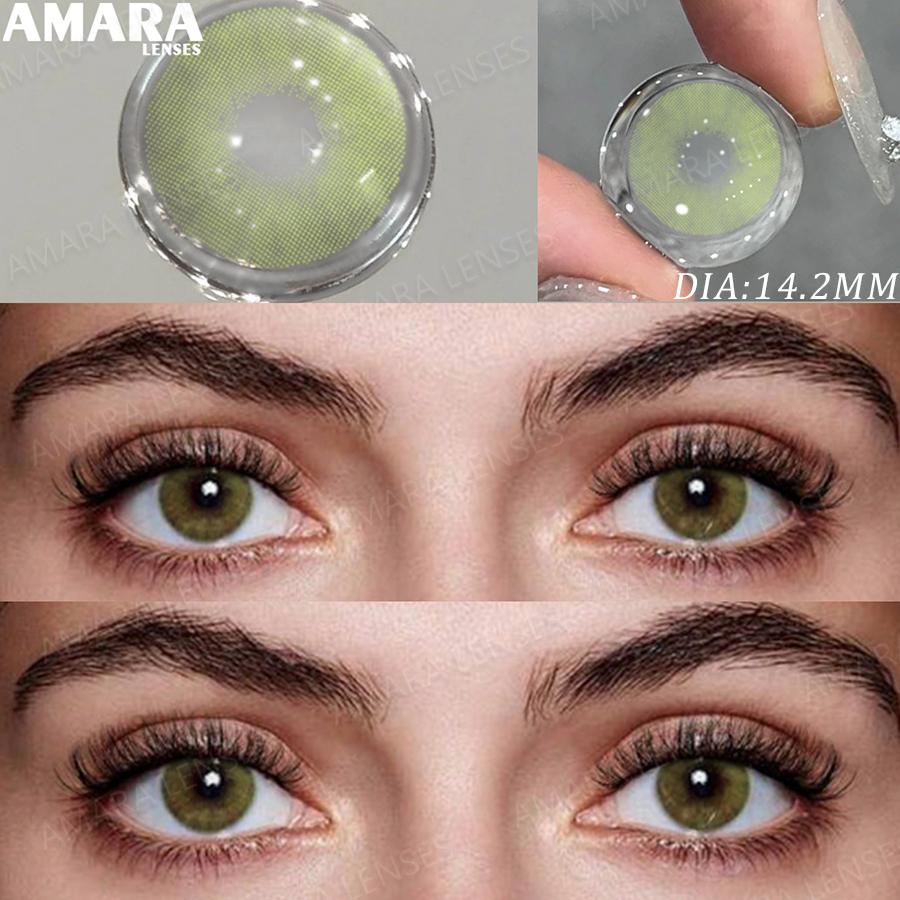 Контактные линзы AMARA Серого цвета 1 пара Ежегодные цветные контактные линзы Коричневые линзы для вечеринки Милые глаза Контакты Ежедневный макияж глаз