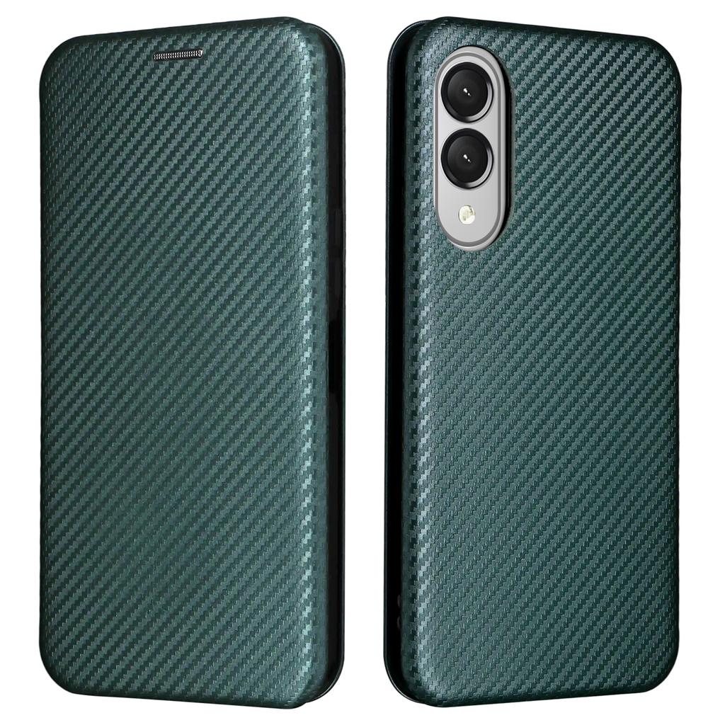 For Samsung Galaxy S25 Edge Case Carbon Fiber Texture Drop-Proof PU Leather Phone Cover
