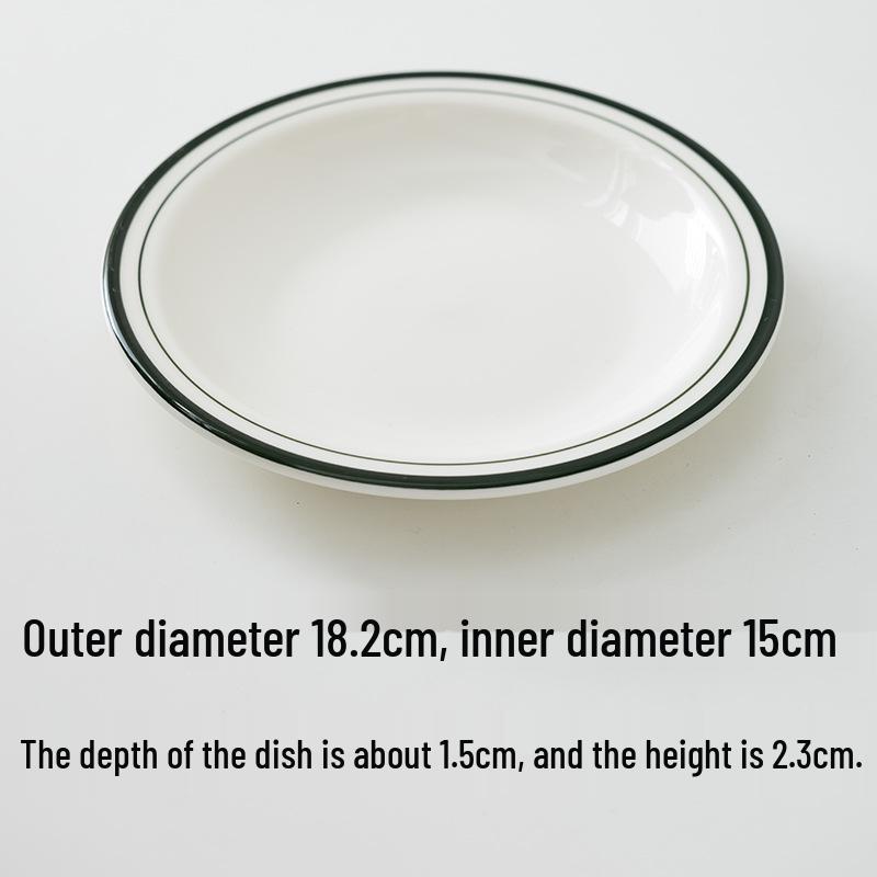 Off-White Line Bone Dish: 6.4/7.2/9 Inch Shallow White Porcelain Dessert & Snack Plate