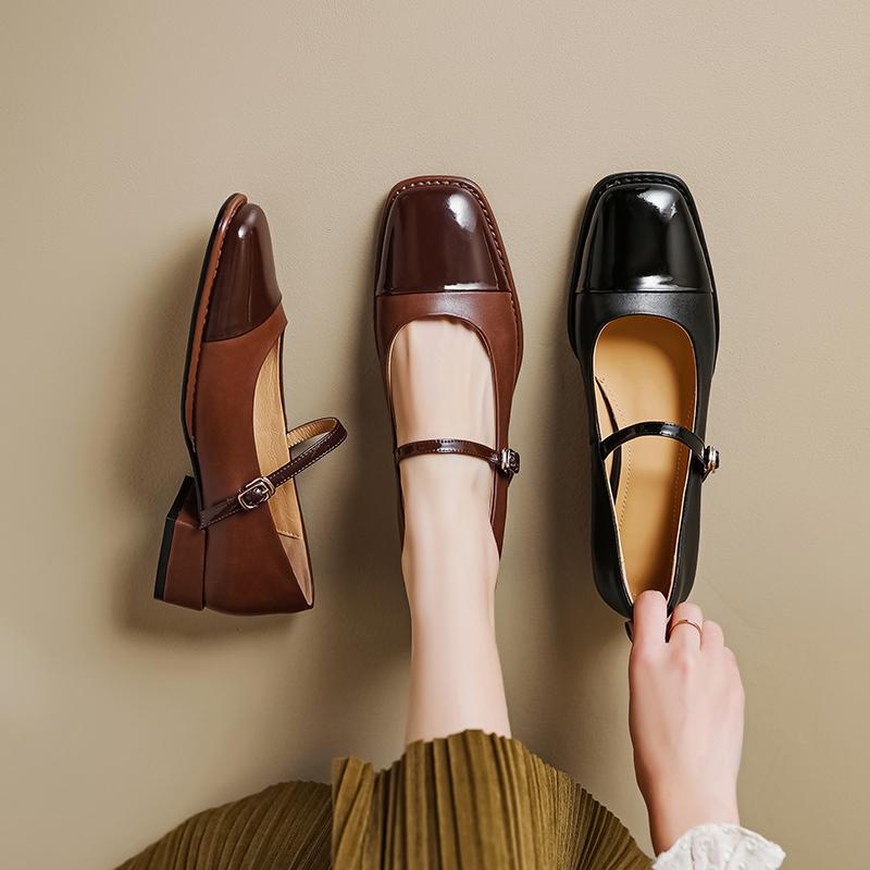 Новая весенняя женская обувь, туфли-лодочки с квадратным носком в стиле ретро, кожаные туфли на плоской подошве, женские туфли на каблуке, женские туфли на плоской подошве, туфли Мэри Джейн