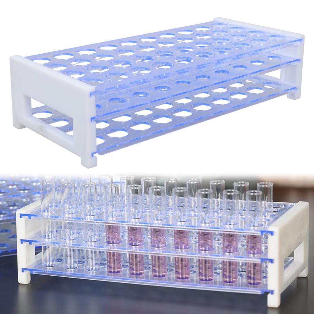 Разборная 3-слойная синяя пластиковая подставка для пробирок Легко моющаяся синяя 3-слойная подставка для пробирок Съемные органайзеры для пробирок