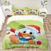 3pcs Christmas Donald Duck Holiday Quilt Cover Set (1 Quilt Cover + 2 Pillowcases Without Pillow Core), High-Definition Printing for Home an