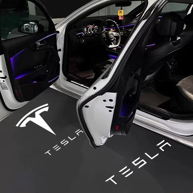 CJEY4 2PCS For Tesla Model 3 Y X S LED Car Door Welcome Light Logo Ghost Shadow Courtesy Projector Lamps