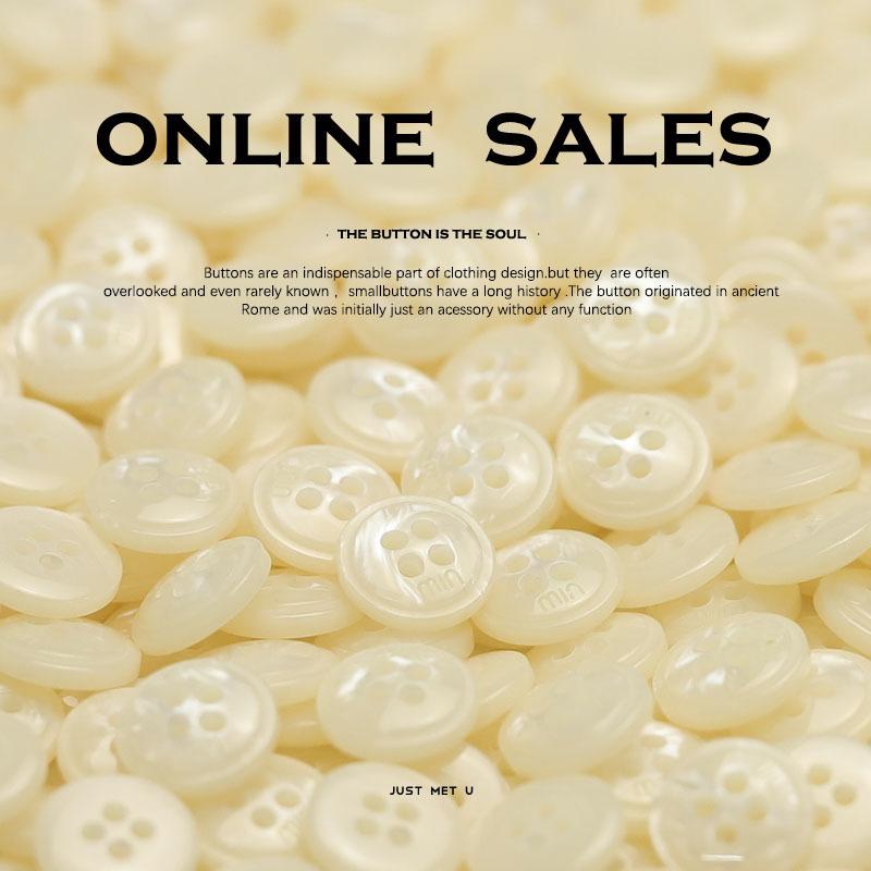 Four-Eye Min Resin Buttons Imitation Shell Knitted Cardigan Shirt Sleeve Collar Buttons Black Beige Clothing Accessories