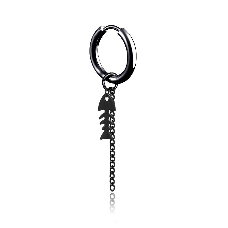 2pcs Unisex Stainless Steel Punk Man Black Drop Earrings Geometry Triangle Star Cross Fish Love Feather Party Multiple Gothic