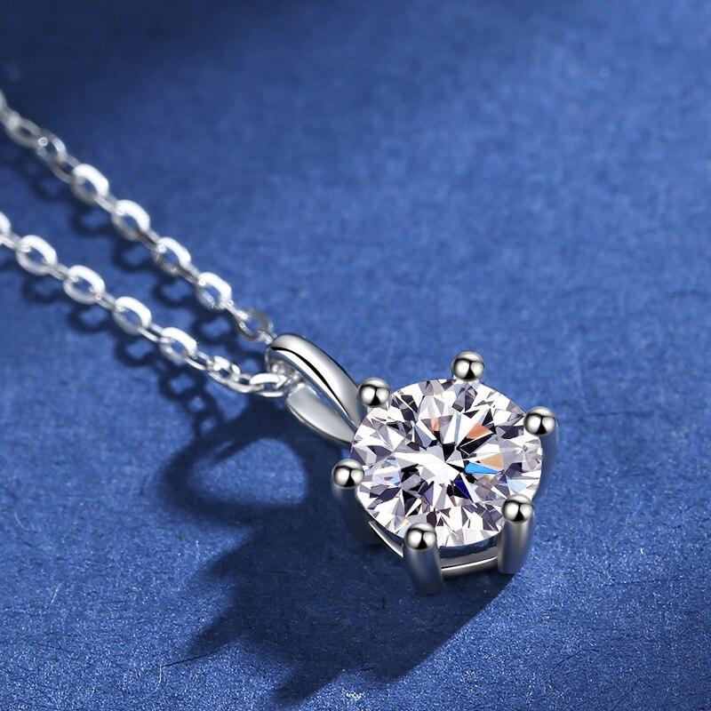 Bague Ringen Ожерелье из муассанита цвета 1,0 карата VVS1 D для женщин, серебряная цепочка из стерлингового серебра 925 пробы с сертификатом, ювелирные украшения