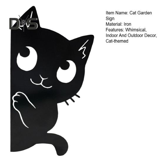 Черная кошка садовый знак металлический силуэт прячущегося кота украшение фермерский дом наружное украшение для любителей кошек двор домашний интерьер декор