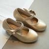 Kids Princess Shoes High Heels Girls' Dance Performance Shoes with Simple Bow 2024 New Children Leather Shoes for Party Wedding