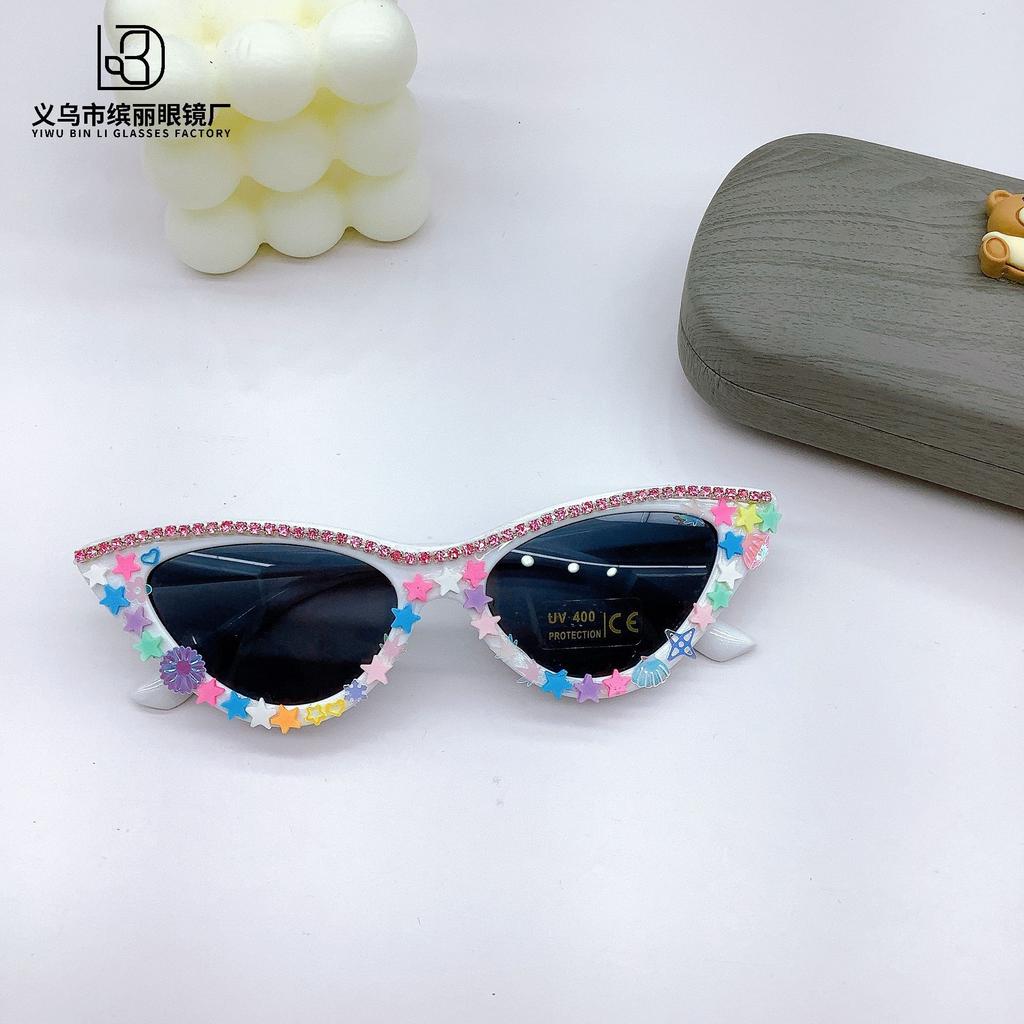 Модные персонализированные детские солнцезащитные очки солнцезащитные очки кошачий глаз Diy Star Chain моделирование солнцезащитный крем солнцезащитные очки Tide