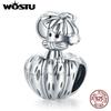 WOSTU Очаровательные бусины из стерлингового серебра 925 пробы Naughty Little Mouse & Pumpkin подходят для оригинального браслета, подвески, ювелирные украшения