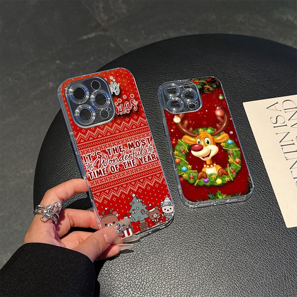 Ae117 Merry Christmas Happy New Year дизайн Magsafe прозрачные чехлы для Samsung S23 S24 Ultra iPhone 16 Pro Max магнитная беспроводная зарядка задняя крышка