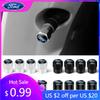Car Sticker 4Pcs Car Tire Valve Stems Cap Metal Tire Wheel Stem Air Valve Cap For Ford Focus 2 3 Fiesta Ranger Mondeo Kuga Musta