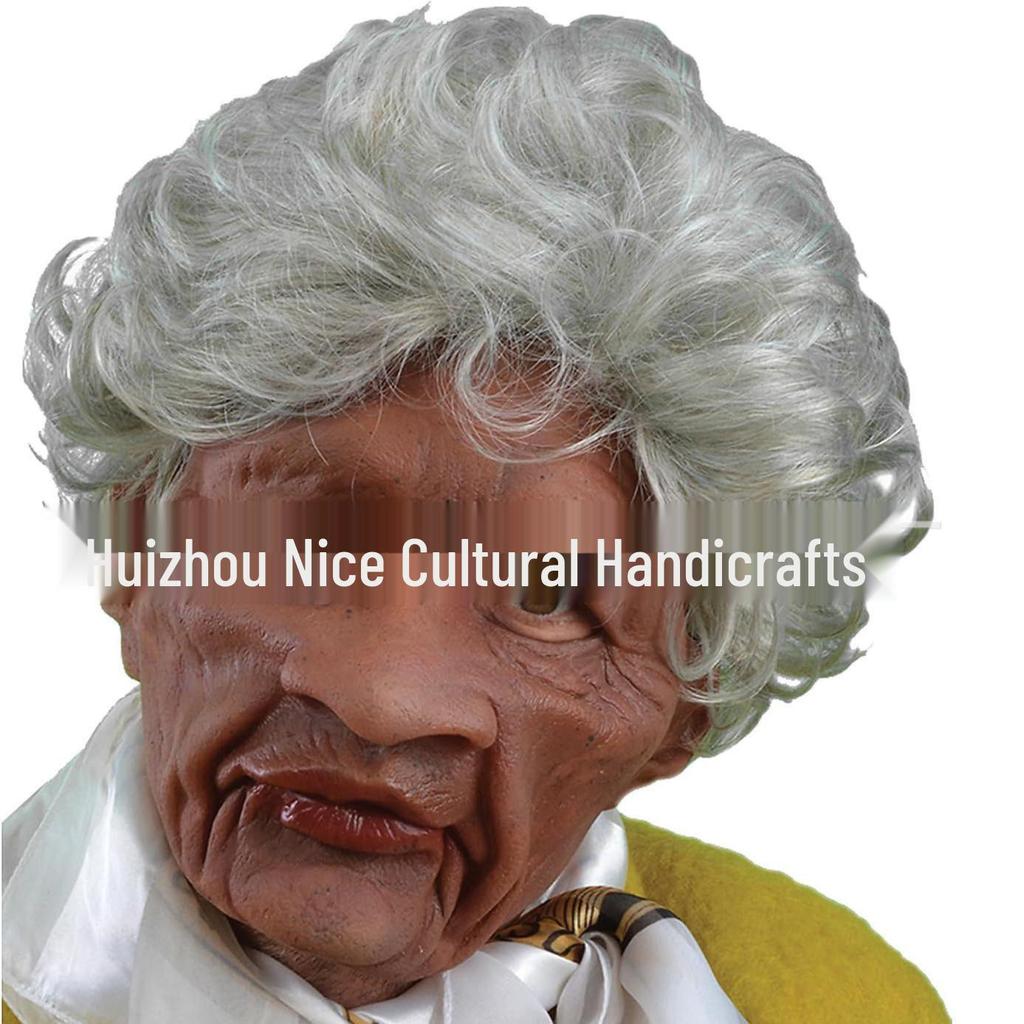 Crying Child Latex Mask with Wig - Handsome Guy Style Halloween Old Man and Young Person Face Mask