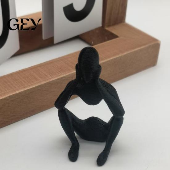 Meditator Figurine 3D Printed Thinker Style Abstract Sculpture, Statue Simple Study Room Decor Collectible Figurines, Home Office Bookshelf