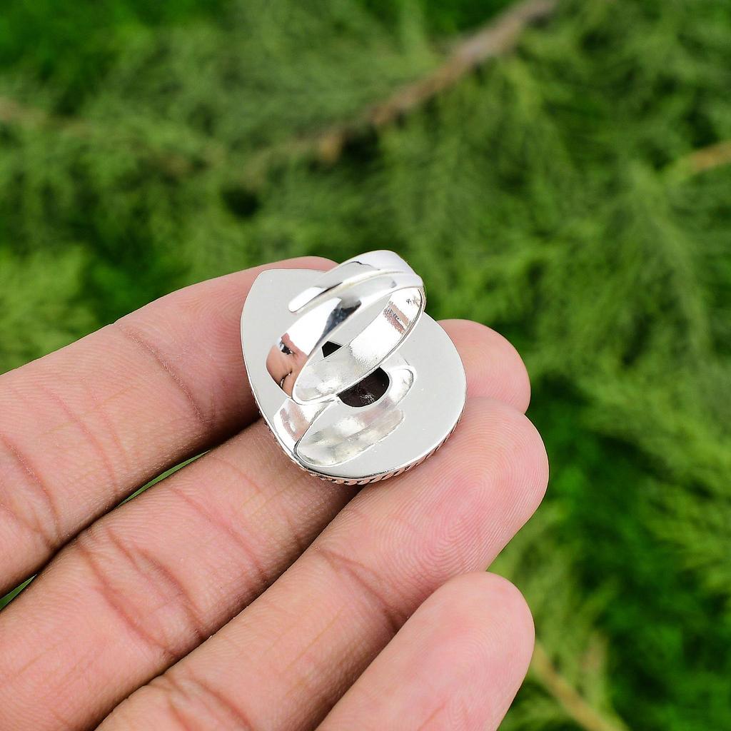 925 Silver Natural Red Mookaite Birthday Bezel Statement Artisan Engagement Ring