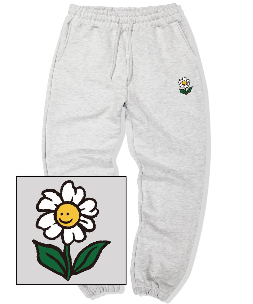 TRIPSHION Single Flower Logo Jogger Sweatpants - White