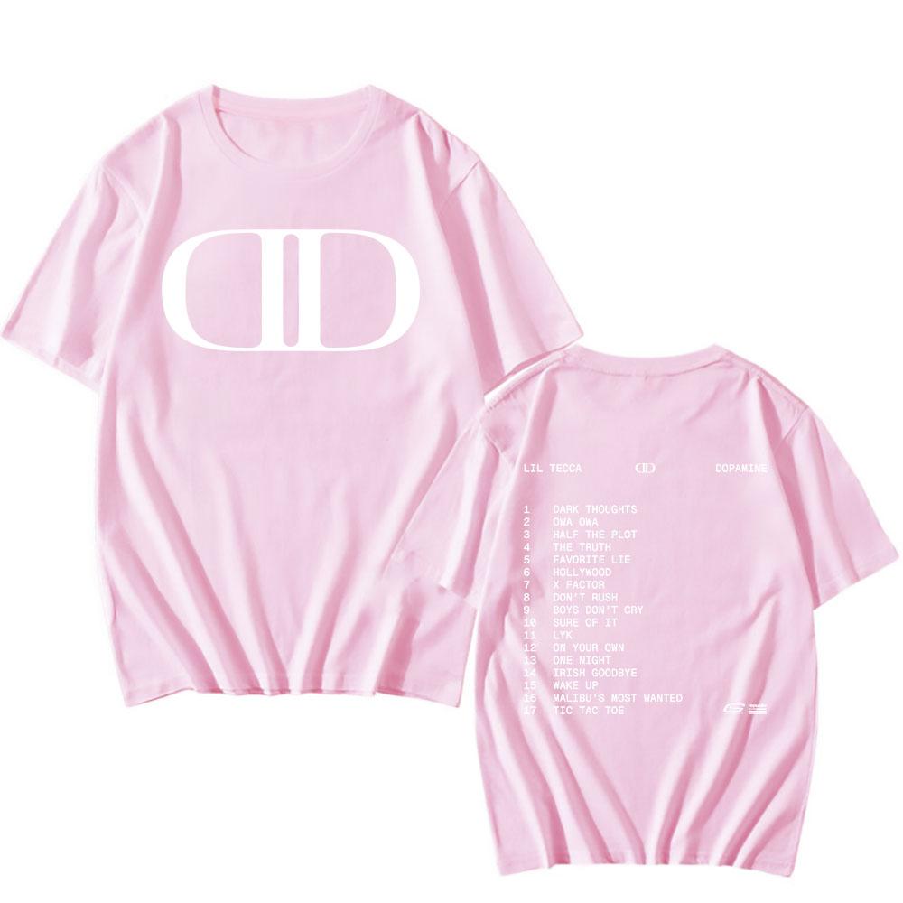 Lil Tecca DOPAMINE Футболка с альбомом, рэперский графический принт, модные футболки, футболка с коротким рукавом, хлопковая футболка, унисекс, уличная одежда, хип-хоп, мужские футболки