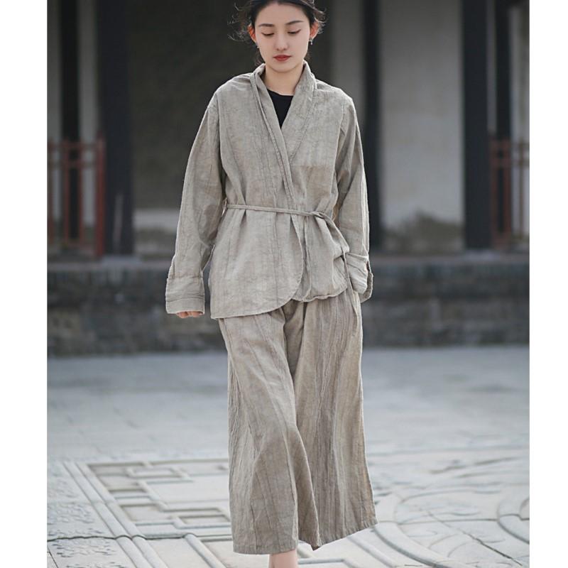 Johnature Fashion Chinese Style Dyeing Suit Woman Spring Vintage Style Long Sleeves Retro Casual Suit