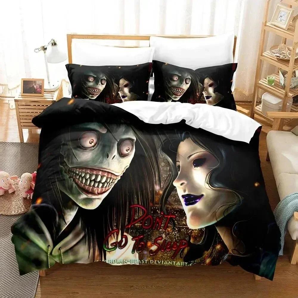 Jeff and Jane Creepypasta Bedding Set Single Twin Full Queen King Size Bed Set Adult Kid Bedroom Duvet Cover Sets 3D Print