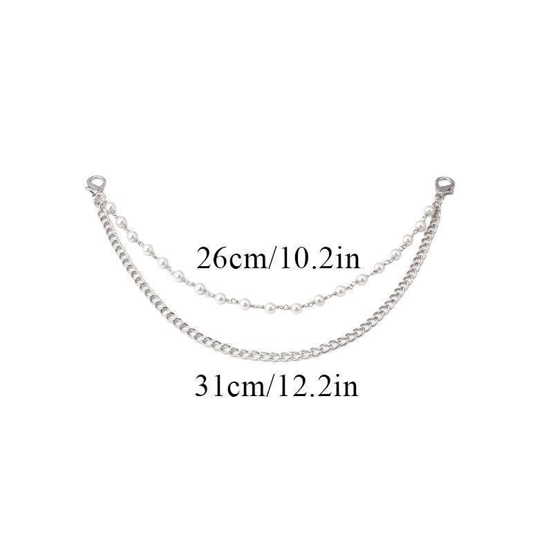 Multi-layer Metal Charms Bag Chain Cross Pendant Backpack Decoration DIY Exquisite Pearl Purse Chain Women Men Bag Accessories