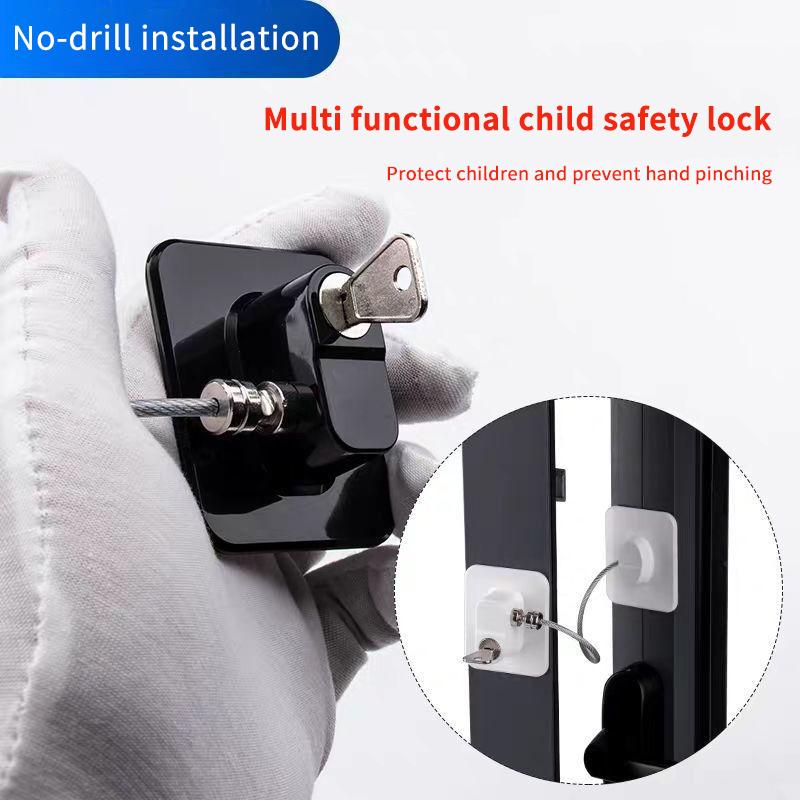 Овальный замок безопасности для детей с ключом, без сверления, защита от детей для холодильника, окна, шкафа