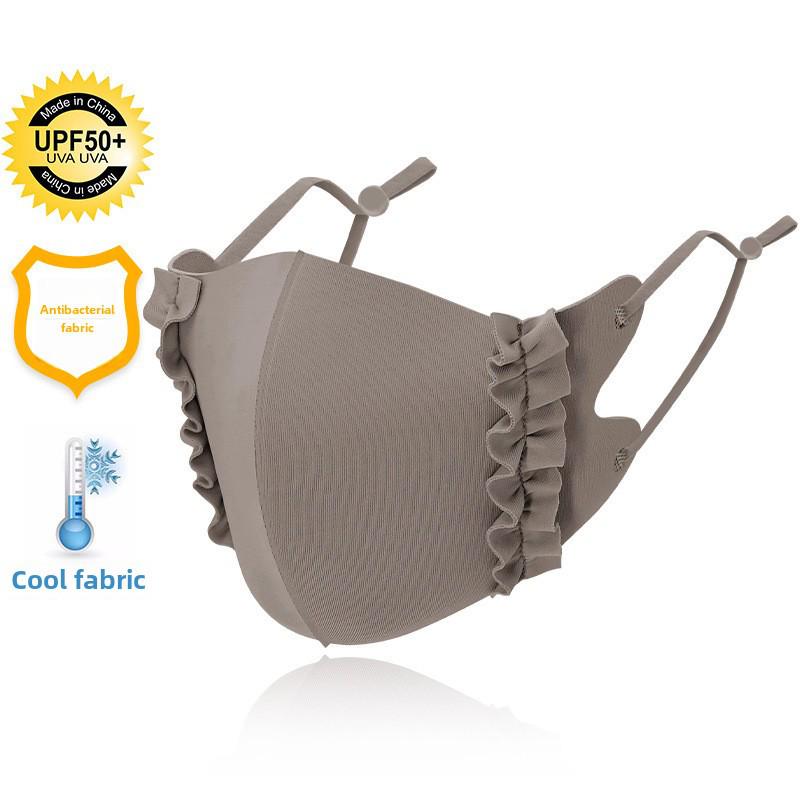 Маска Ice Silk 3D с регулируемым краем для ушей - карамельного цвета, тонкая, дышащая, солнцезащитная, из прохладной ткани