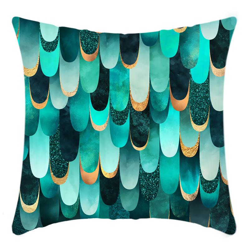 New Light Luxury Series Green Color Printing Splicing Printed Pillow Case Home Sofa Cushion Cover